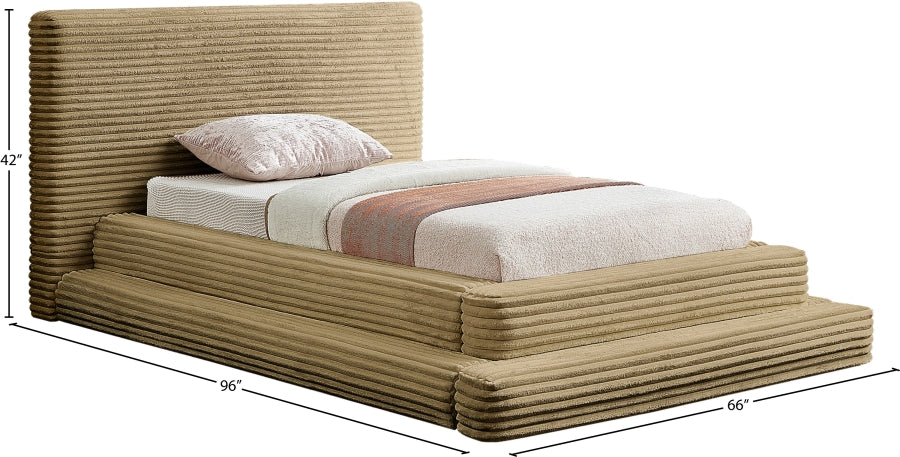 Drew Corduroy Twin Bed (3 Boxes) in Camel from Meridian - Luna Furniture