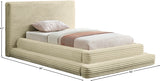 Drew Corduroy Twin Bed (3 Boxes) in Cream from Meridian - Luna Furniture