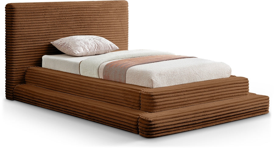 Drew Corduroy Twin Bed (3 Boxes) in Saddle from Meridian - Luna Furniture