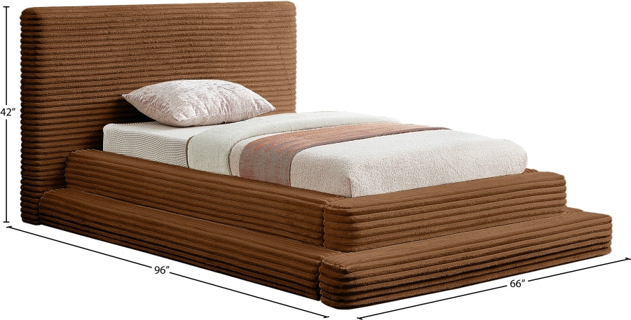 Drew Corduroy Twin Bed (3 Boxes) in Saddle from Meridian - Luna Furniture