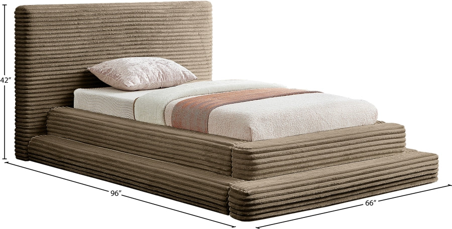 Drew Corduroy Twin Bed (3 Boxes) in Taupe from Meridian - Luna Furniture