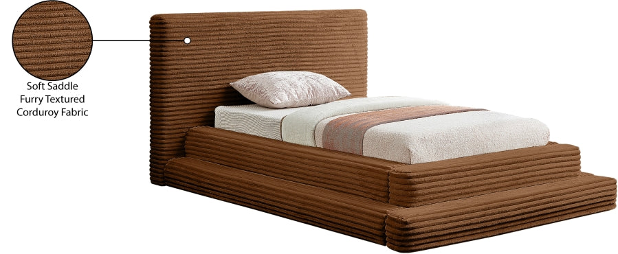 Drew Corduroy Twin Twin Bed (3 Boxes) in Saddle from Meridian - Luna Furniture