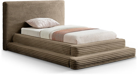 Drew Corduroy Twin Twin Bed (3 Boxes) in Taupe from Meridian - Luna Furniture