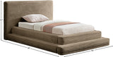 Drew Corduroy Twin Twin Bed (3 Boxes) in Taupe from Meridian - Luna Furniture