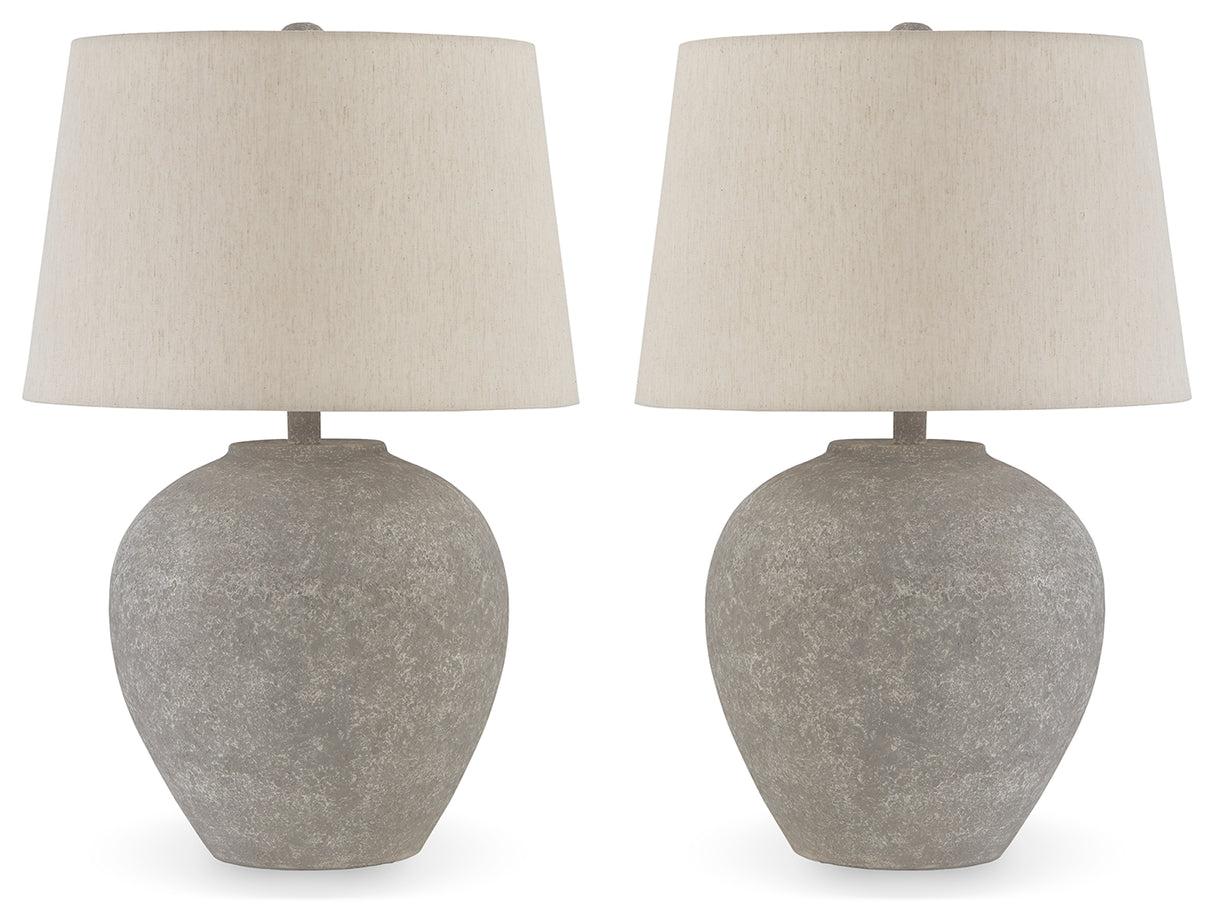 Dreward 2-Piece Table Lamp Set in Distressed Gray from Ashley - Luna Furniture