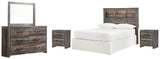 Drystan Full Bookcase Headboard Bed with Mirrored Dresser and 2 Nightstands in Multi from Ashley - Luna Furniture