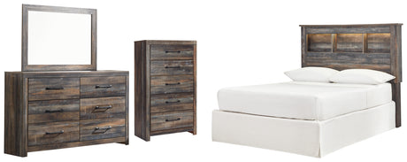 Drystan Full Bookcase Headboard Bed with Mirrored Dresser and Chest in Multi from Ashley - Luna Furniture