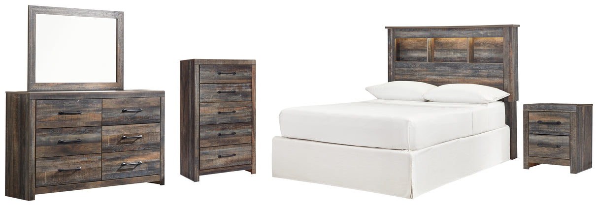 Drystan Full Bookcase Headboard Bed with Mirrored Dresser, Chest and Nightstand in Multi from Ashley - Luna Furniture