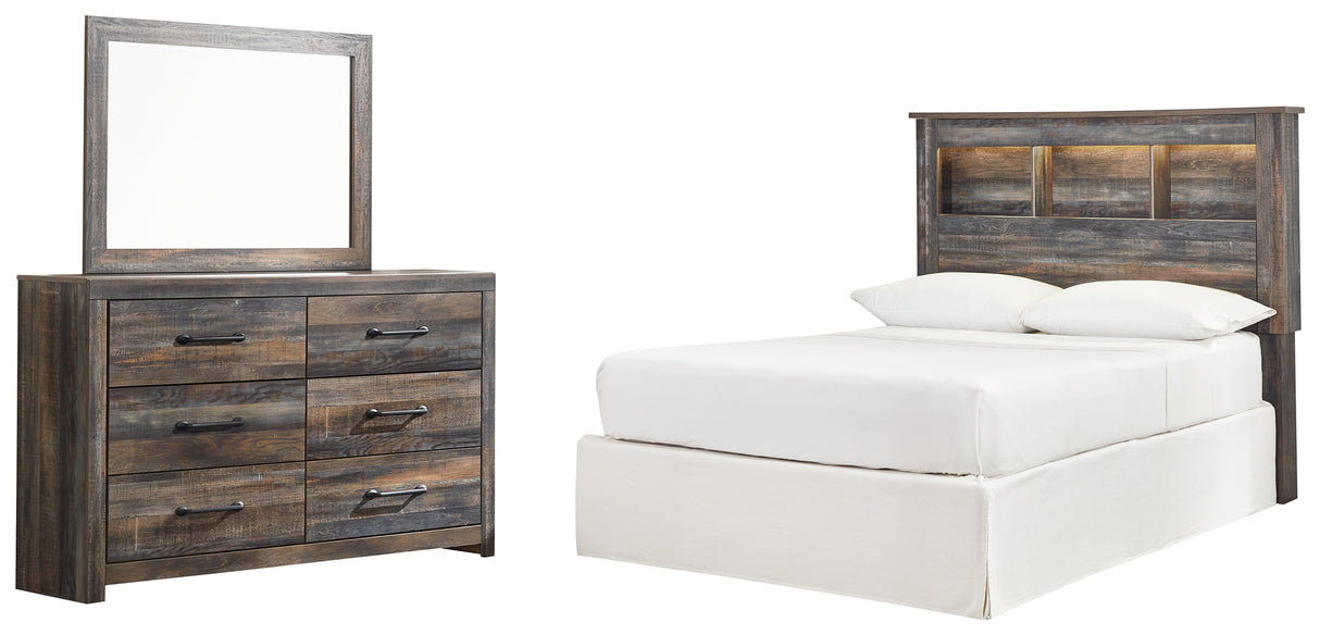 Drystan Full Bookcase Headboard Bed with Mirrored Dresser in Multi from Ashley - Luna Furniture