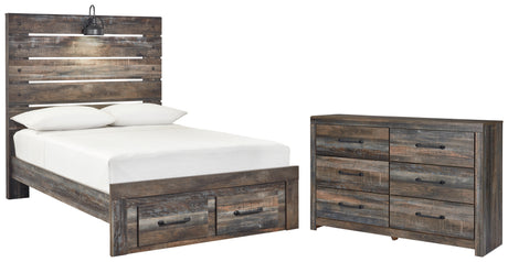 Drystan Full Panel Bed with 2 Storage Drawers with Dresser in Multi from Ashley - Luna Furniture