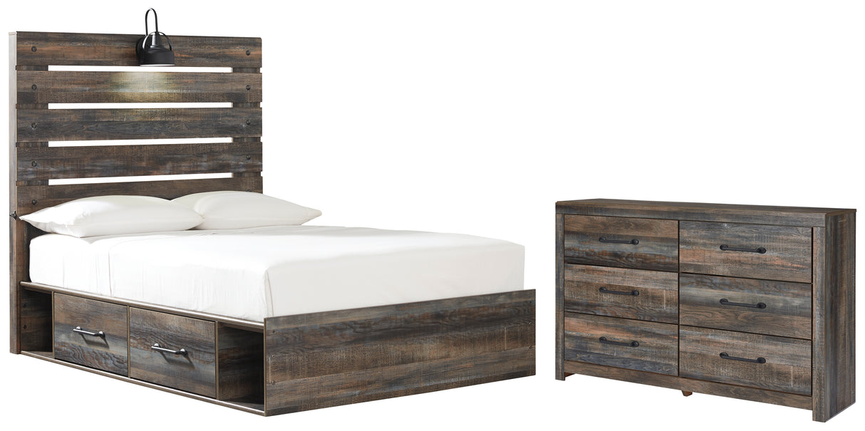 Drystan Full Panel Bed with 2 Storage Drawers with Dresser in Multi from Ashley - Luna Furniture