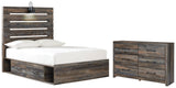 Drystan Full Panel Bed with 2 Storage Drawers with Dresser in Multi from Ashley - Luna Furniture