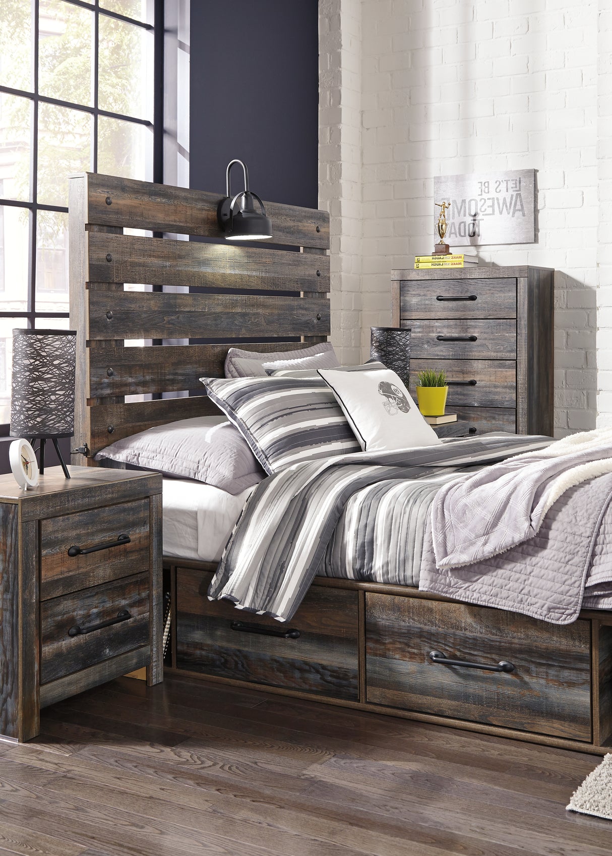 Drystan Full Panel Bed with 4 Storage Drawers with Dresser in Multi from Ashley - Luna Furniture