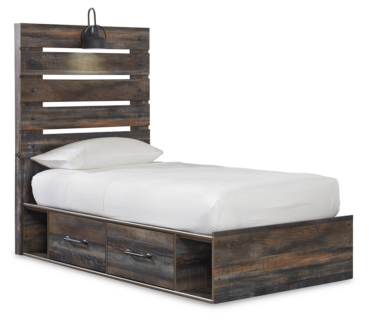 Drystan Full Panel Bed with 4 Storage Drawers with Mirrored Dresser, Chest and Nightstand in Multi from Ashley - Luna Furniture