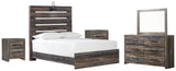 Drystan Full Panel Bed with Mirrored Dresser and 2 Nightstands in Multi - PKG003262