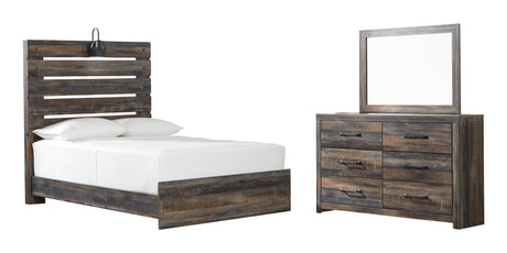 Drystan Full Panel Bed with Mirrored Dresser in Multi from Ashley - Luna Furniture