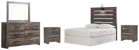 Drystan Full Panel Headboard Bed with Mirrored Dresser and 2 Nightstands in Multi from Ashley - Luna Furniture