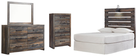 Drystan Full Panel Headboard Bed with Mirrored Dresser and Chest in Multi from Ashley - Luna Furniture