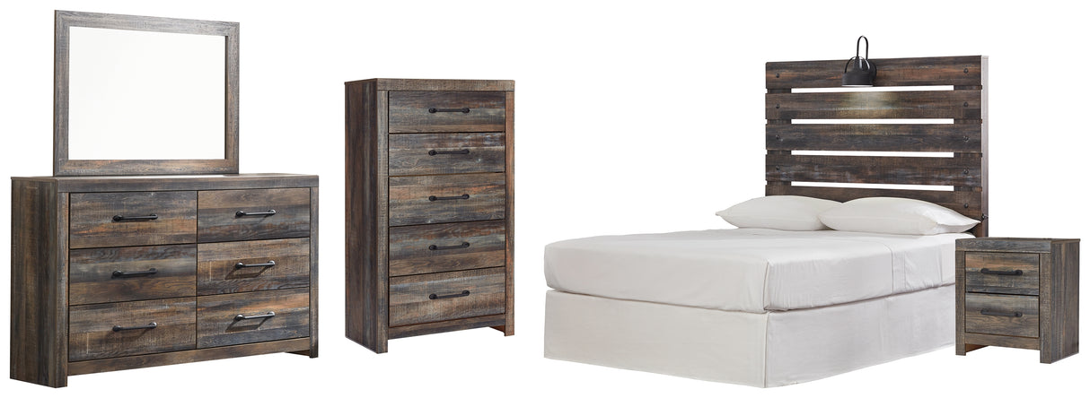 Drystan Full Panel Headboard Bed with Mirrored Dresser, Chest and Nightstand in Multi from Ashley - Luna Furniture