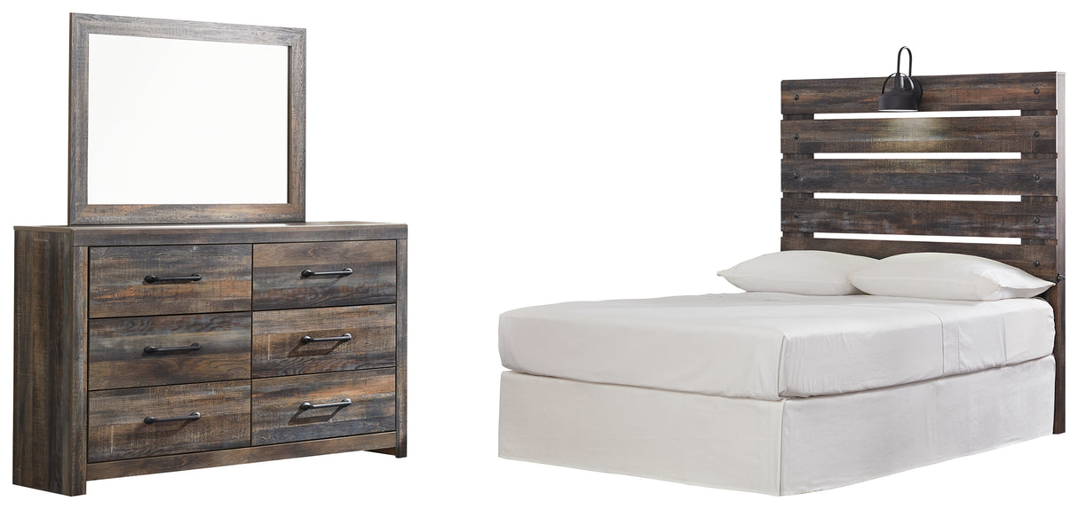 Drystan Full Panel Headboard Bed with Mirrored Dresser in Multi from Ashley - Luna Furniture