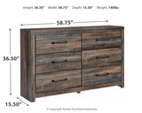 Drystan King Bookcase Bed with 2 Storage Drawers with Dresser in Multi from Ashley - Luna Furniture