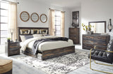 Drystan King/California King Bookcase Headboard Bed with Mirrored Dresser, Chest and 2 Nightstands in Multi from Ashley - Luna Furniture