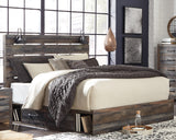 Drystan King Panel Bed with 2 Storage Drawers with Mirrored Dresser and 2 Nightstands in Multi - PKG003200