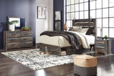 Drystan King Panel Bed with 2 Storage Drawers with Mirrored Dresser and Nightstand in Multi - PKG014093