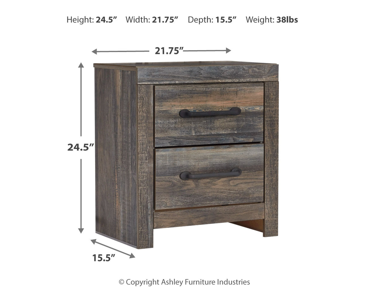 Drystan King Panel Bed with 2 Storage Drawers with Mirrored Dresser and Nightstand in Multi from Ashley - Luna Furniture