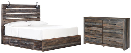 Drystan King Panel Bed with 4 Storage Drawers with Dresser in Multi from Ashley - Luna Furniture