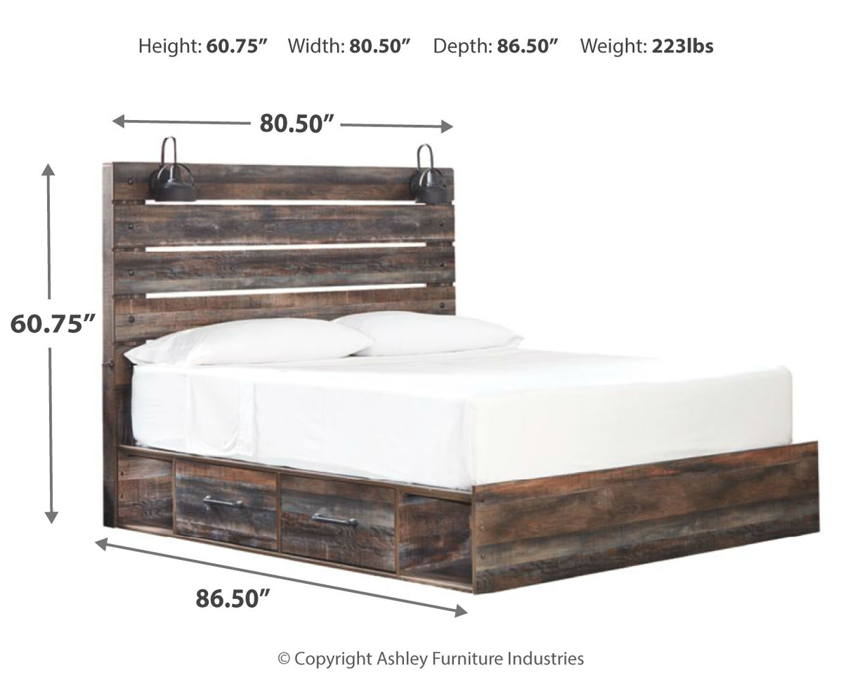 Drystan King Panel Bed with 4 Storage Drawers with Dresser in Multi - PKG003409