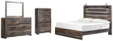 Drystan King Panel Bed with Mirrored Dresser and Chest in Multi - PKG003195