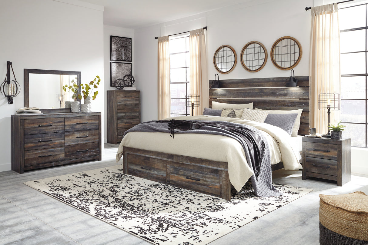 Drystan King Panel Bed with Storage with Dresser in Multi from Ashley - Luna Furniture