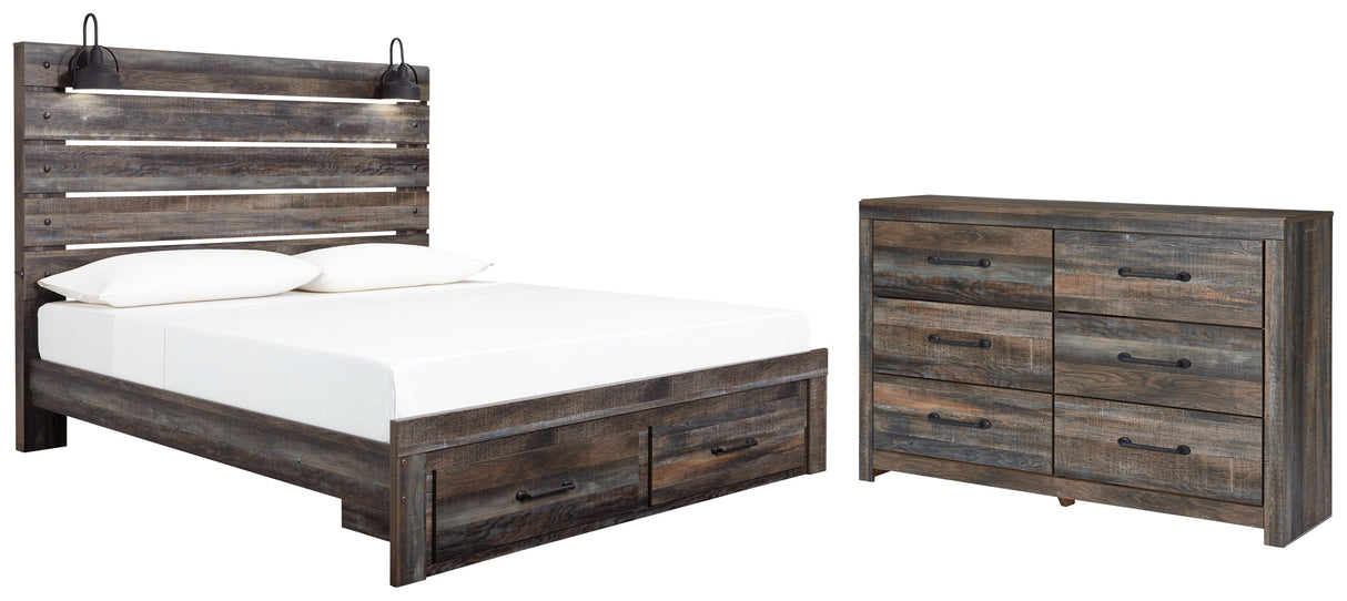 Drystan King Panel Bed with Storage with Dresser in Multi from Ashley - Luna Furniture