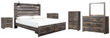 Drystan King Panel Bed with Storage with Mirrored Dresser, Chest and 2 Nightstands in Multi from Ashley - Luna Furniture