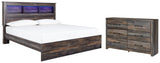 Drystan King Panel Bookcase Bed with Dresser in Multi - PKG003403