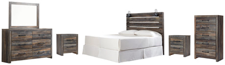 Drystan King Panel Headboard Bed with Mirrored Dresser, Chest and 2 Nightstands in Multi from Ashley - Luna Furniture