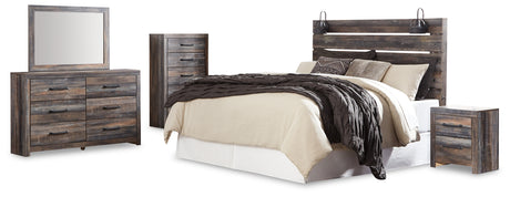 Drystan King Panel Headboard Bed with Mirrored Dresser, Chest and Nightstand in Multi from Ashley - Luna Furniture