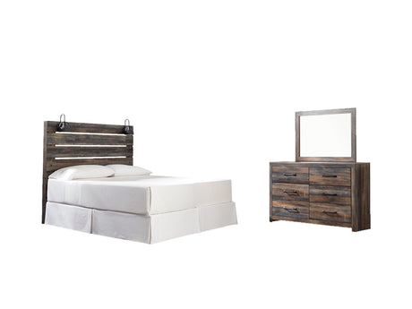 Drystan King Panel Headboard Bed with Mirrored Dresser in Multi from Ashley - Luna Furniture