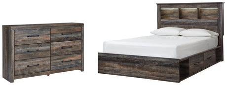 Drystan Queen Bookcase Bed with 2 Storage Drawers with Dresser in Multi from Ashley - Luna Furniture