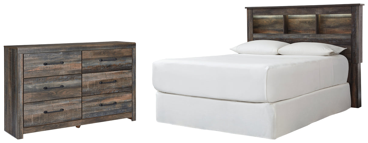 Drystan Queen/Full Bookcase Headboard Bed with Dresser in Multi from Ashley - Luna Furniture