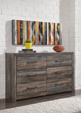 Drystan Queen/Full Bookcase Headboard Bed with Dresser in Multi from Ashley - Luna Furniture