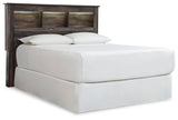 Drystan Queen/Full Bookcase Headboard Bed with Mirrored Dresser and Chest in Multi - PKG003137