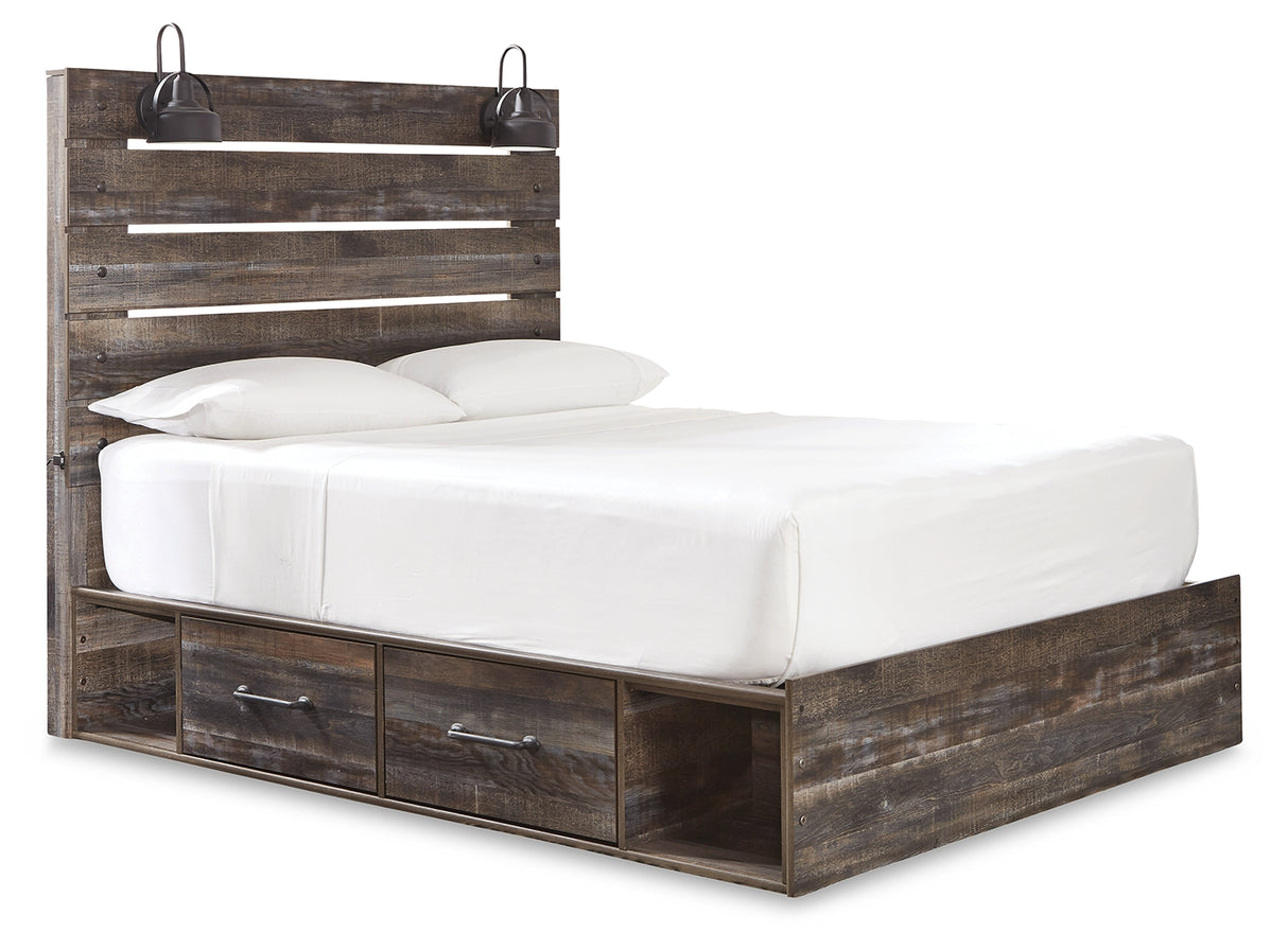 Drystan Queen Panel Bed with 2 Storage Drawers with Dresser in Multi - PKG003167