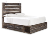 Drystan Queen Panel Bed with 2 Storage Drawers with Dresser in Multi - PKG003167