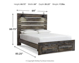 Drystan Queen Panel Bed with 2 Storage Drawers with Mirrored Dresser in Multi - PKG003253