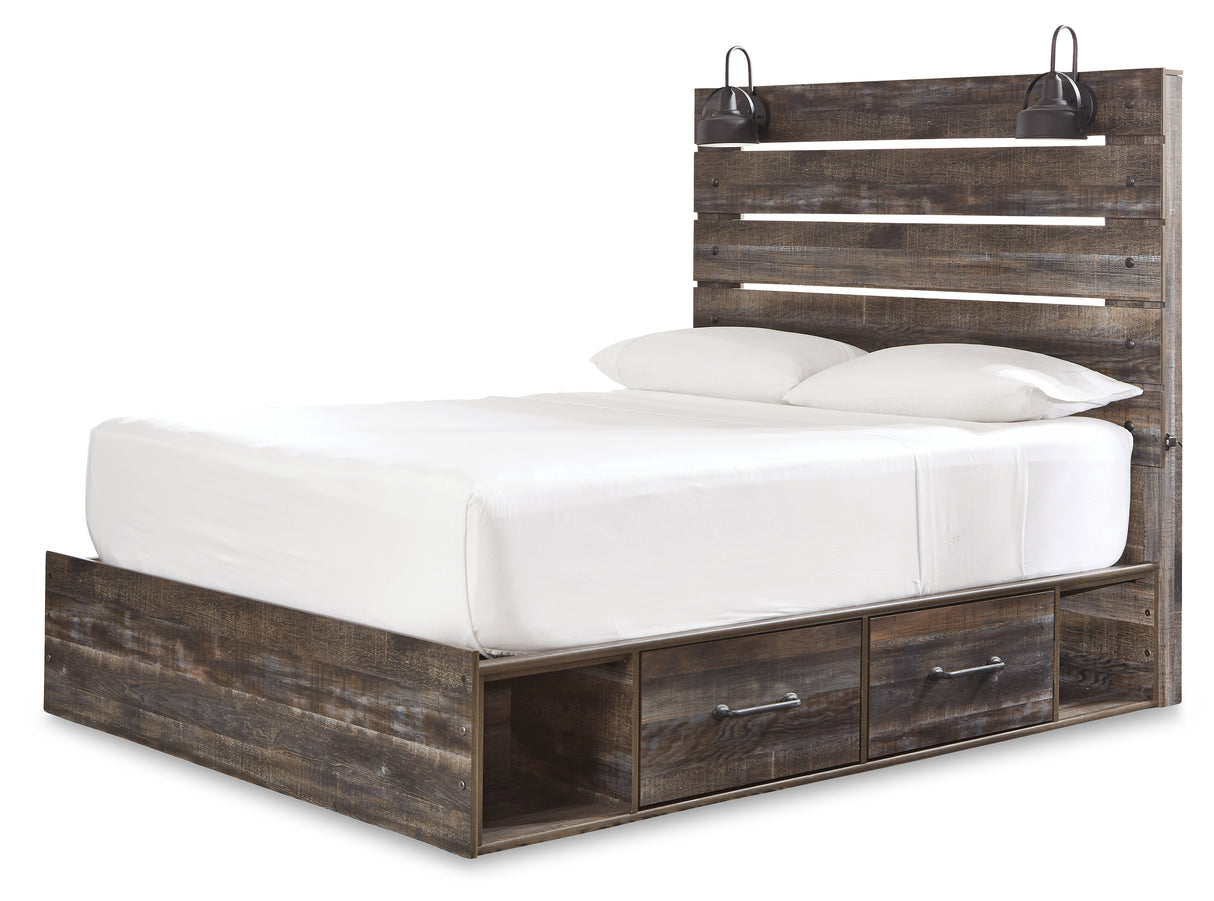 Drystan Queen Panel Bed with 4 Storage Drawers with Dresser in Multi - PKG003186