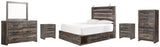 Drystan Queen Panel Bed with 4 Storage Drawers with Mirrored Dresser, Chest and 2 Nightstands in Multi from Ashley - Luna Furniture