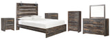 Drystan Queen Panel Bed with Mirrored Dresser, Chest and 2 Nightstands in Multi - PKG003280