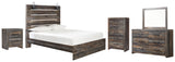 Drystan Queen Panel Bed with Mirrored Dresser, Chest and Nightstand in Multi - PKG003279